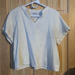 Calvin Klein Women's Cream V-Neck Blouse